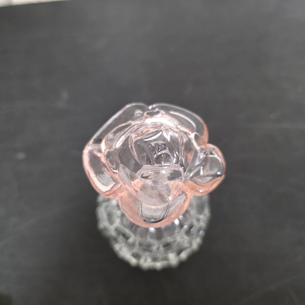 Irice Vintage Glass Perfume Bottle Pink Rose Stopper Extra Silver Dauber Decor - Picture 6 of 12